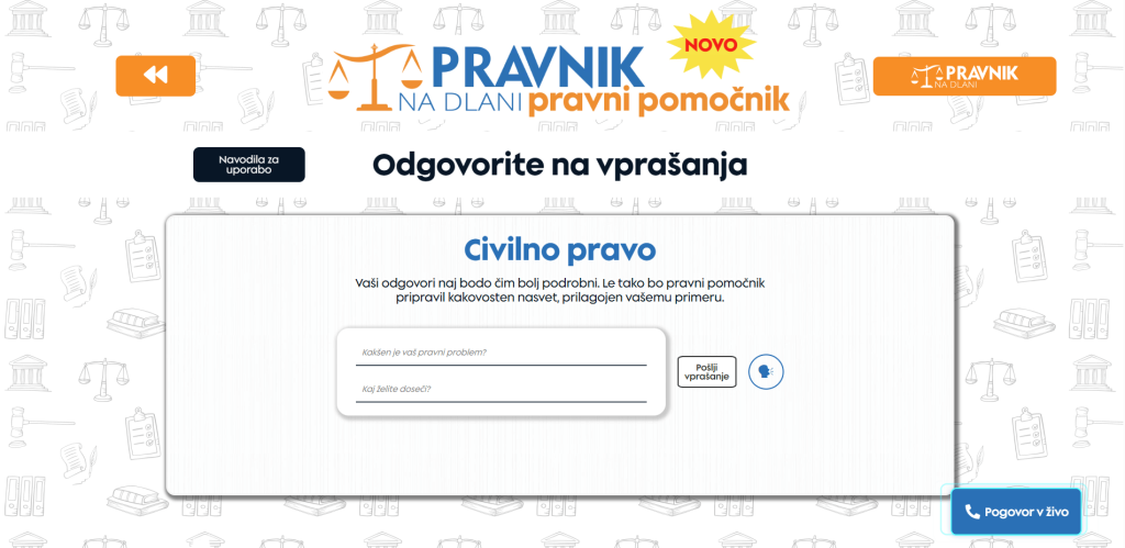 Delovanje AI pravnega pomočnika pri odgovarjanju na pravna vprašanja