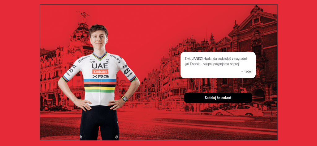 Interaktivna spletna nagradna igra Enervit z uporabniško udeležbo